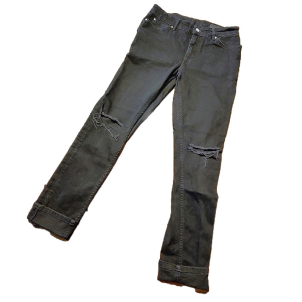 Asos Black Distressed Jeans Straight Leg